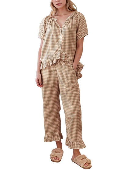Women's  2 Piece Gingham Pajama Set