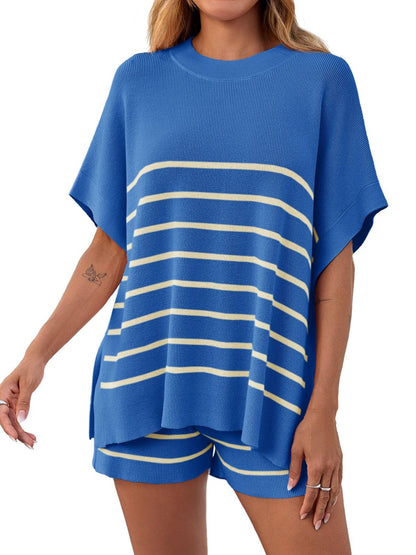 Women's Striped Knit 2 Piece Loungewear Set
