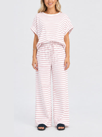 Women's Casual Striped Two Piece Co Ord Set