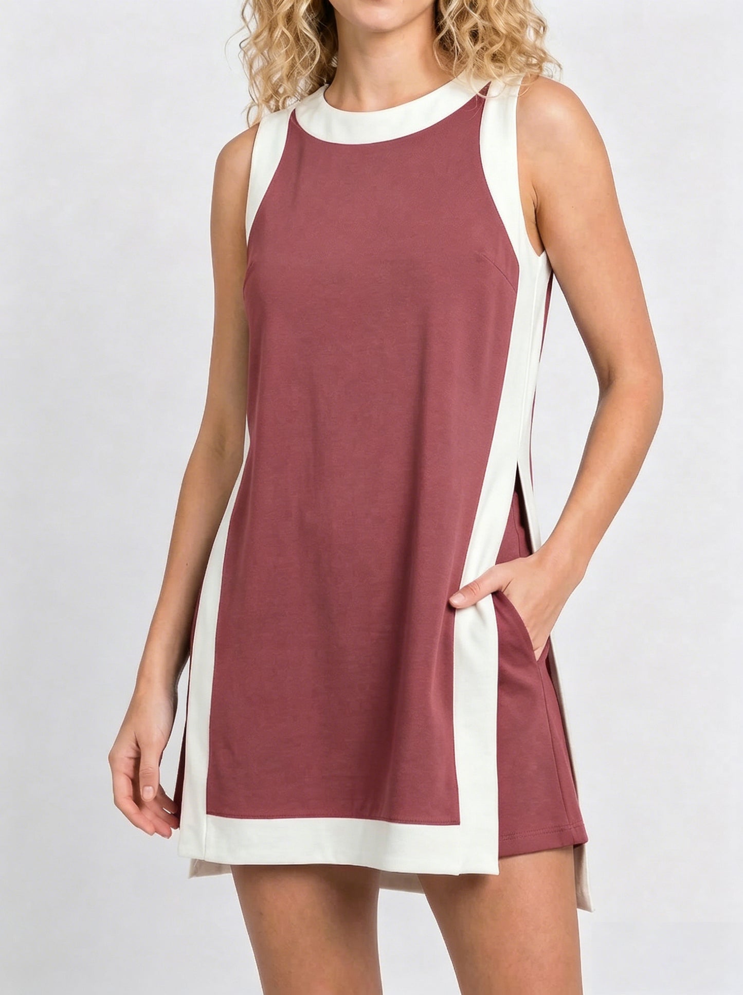 Women's Color Block Sleeveless Long Vest & Shorts 2-Piece Set