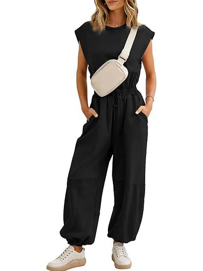 Women's Loose Fit Elastic Waist Jogger Jumpsuit