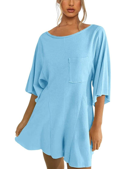Women‘s Casual Short Sleeve Romper With Pockets