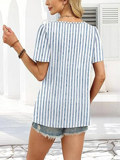 Women's Asymmetrical Square Neck Short Sleeve Blouse