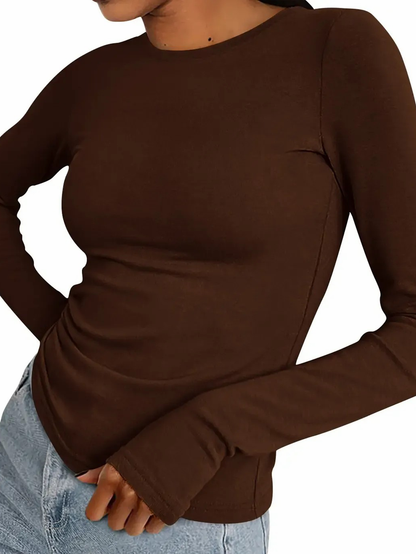 Women’s Stretchy Basic Long‑Sleeve Blouse