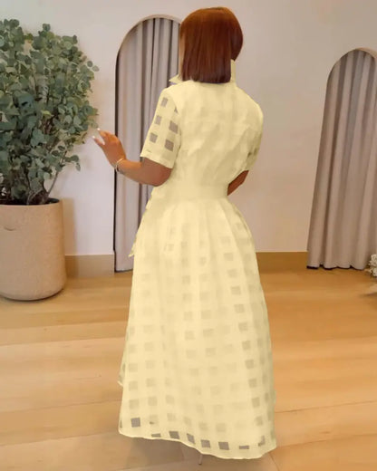 Women's Button Down Organza Maxi Shirt Dress