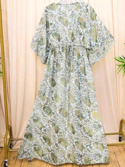 Women's Bohemian Tassel Tie Waist Maxi Dress