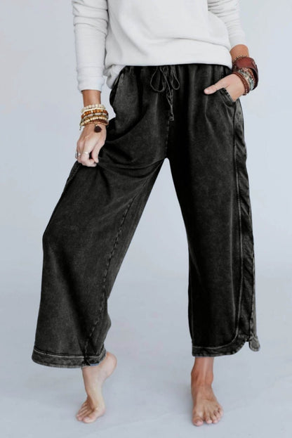 Women's Acid Washed Faded Wide Leg Pants