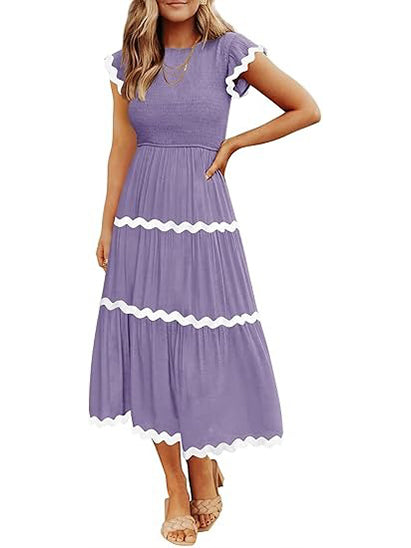 Women's Contrast Ric Rac Maxi Dress