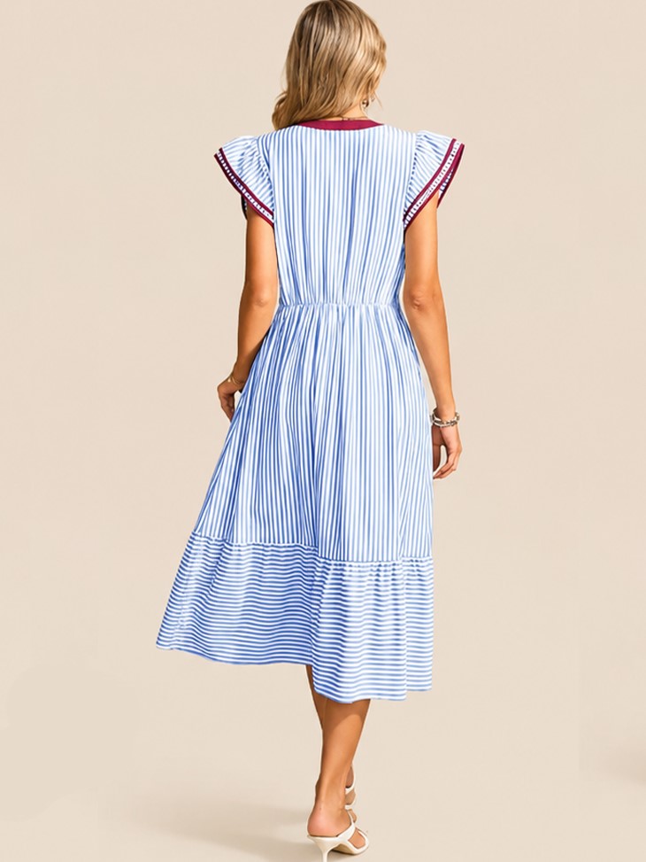 Women's Summer Casual Striped Dress with Pockets