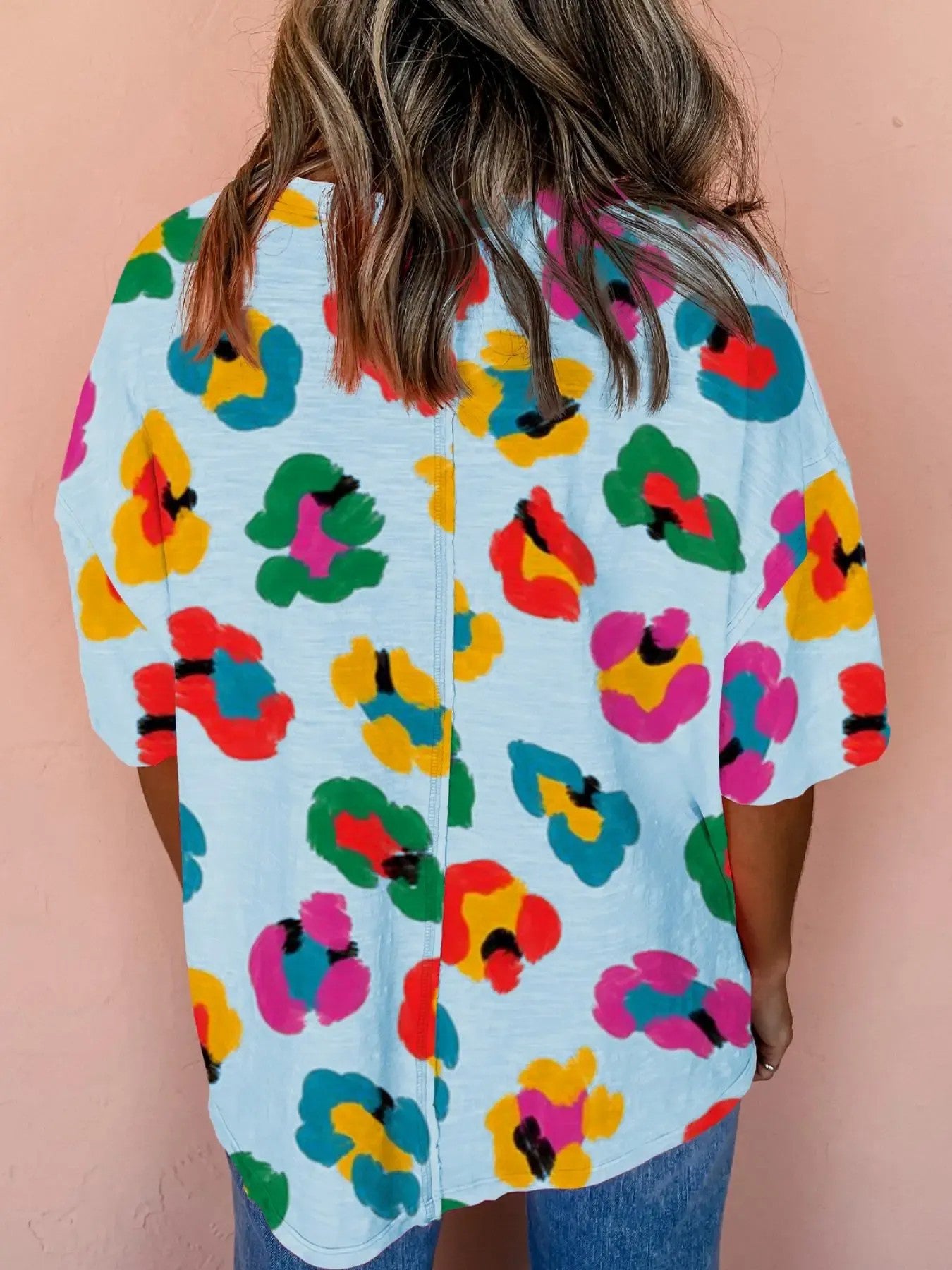 Women's Colorful Leopard Print Short Sleeve T-Shirt