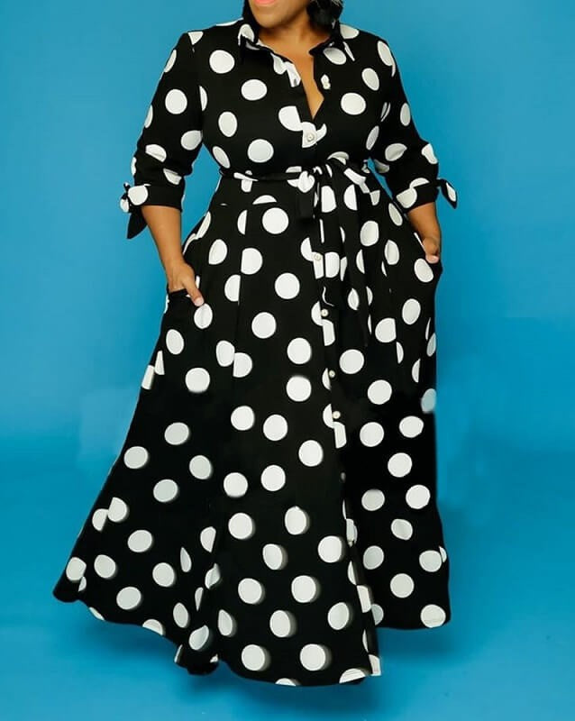 Women's Elegant Polka Dot Long Dress