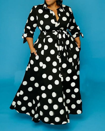 Women's Elegant Polka Dot Long Dress
