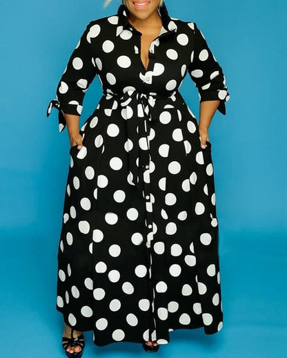 Women's Elegant Polka Dot Long Dress