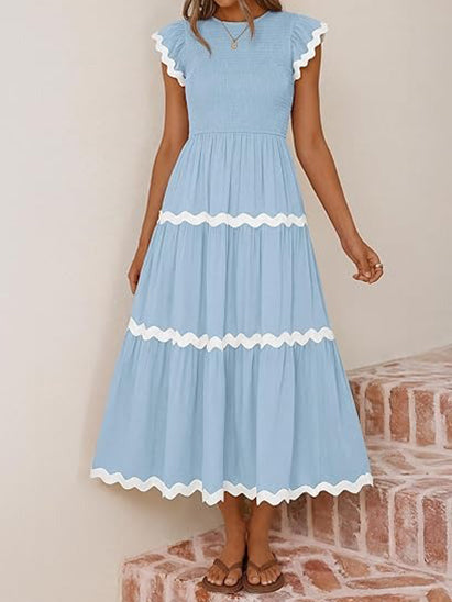 Women's Contrast Ric Rac Maxi Dress