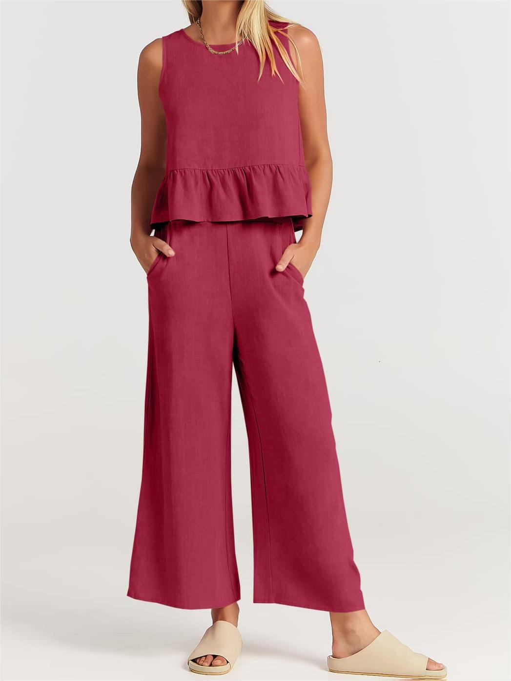 Women's Summer 2 Pieces Outfits - Lounge Set with Pockets