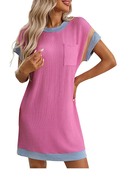Women's Colorblock Ribbed Pocket Dress