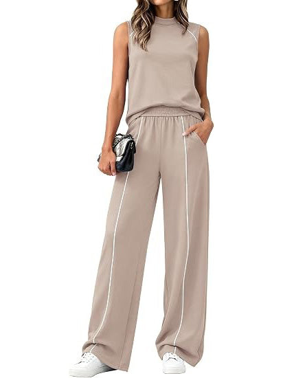 Women's Linear Contrast Trim 2 Piece Outfit