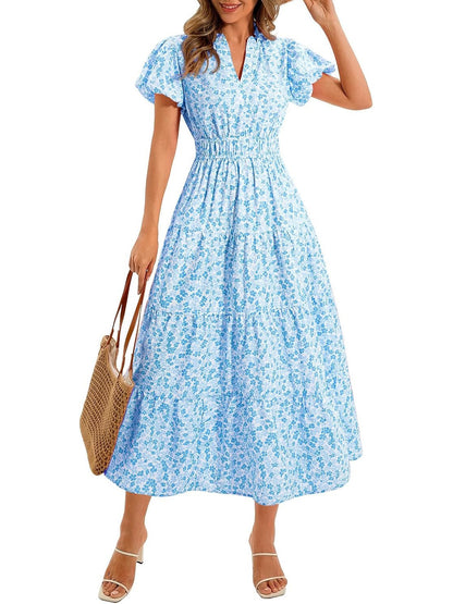 Women's Flowy Elastic Waist Garden Dress