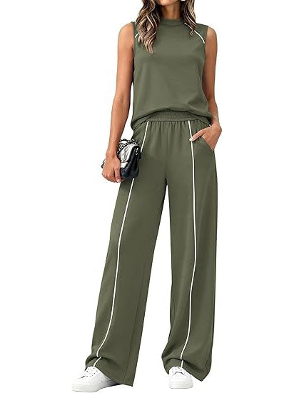 Women's Linear Contrast Trim 2 Piece Outfit