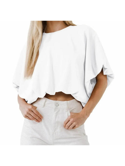 Women's Baggy Flowy Batwing Crop Blouse