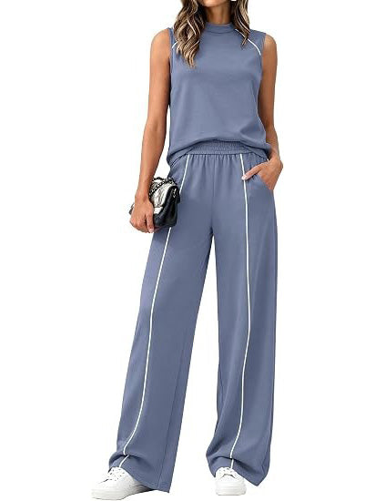 Women's Linear Contrast Trim 2 Piece Outfit