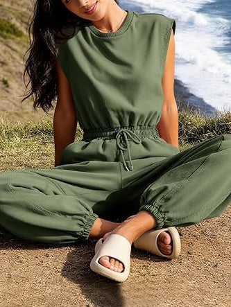 Women's Loose Fit Elastic Waist Jogger Jumpsuit