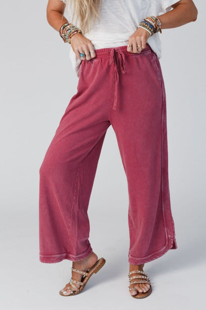 Women's Acid Washed Faded Wide Leg Pants