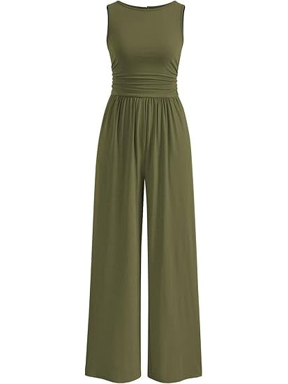 Women's Crewneck Sleeveless Casual Jumpsuit