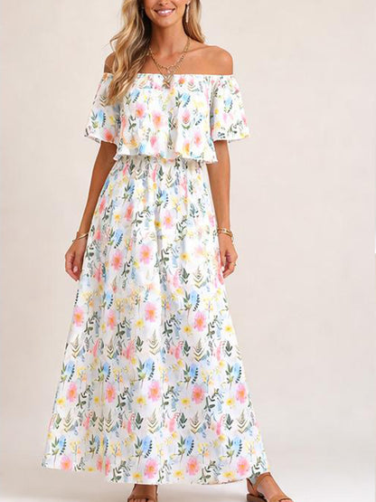 Women's Summer Floral Off-the-Shoulder Maxi Dress