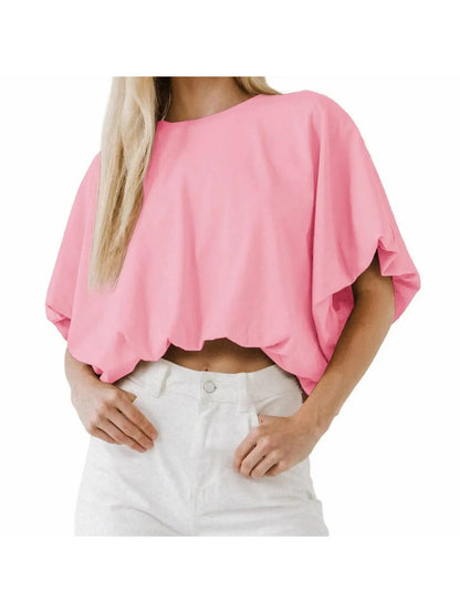 Women's Baggy Flowy Batwing Crop Blouse