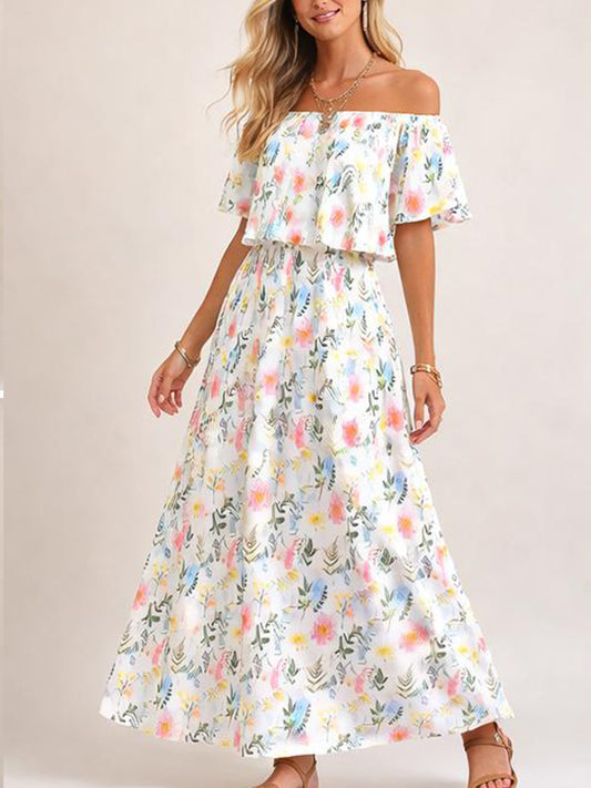 Women's Summer Floral Off-the-Shoulder Maxi Dress
