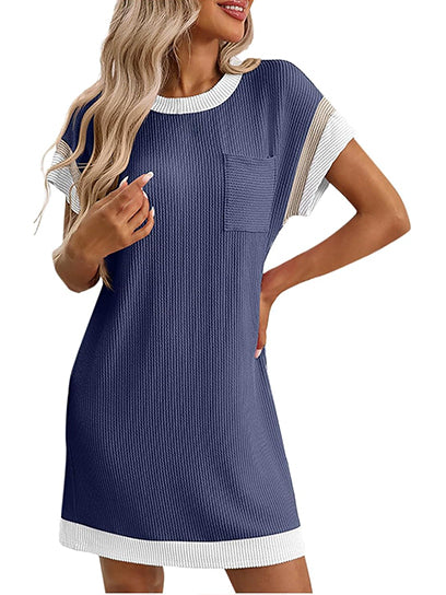 Women's Colorblock Ribbed Pocket Dress