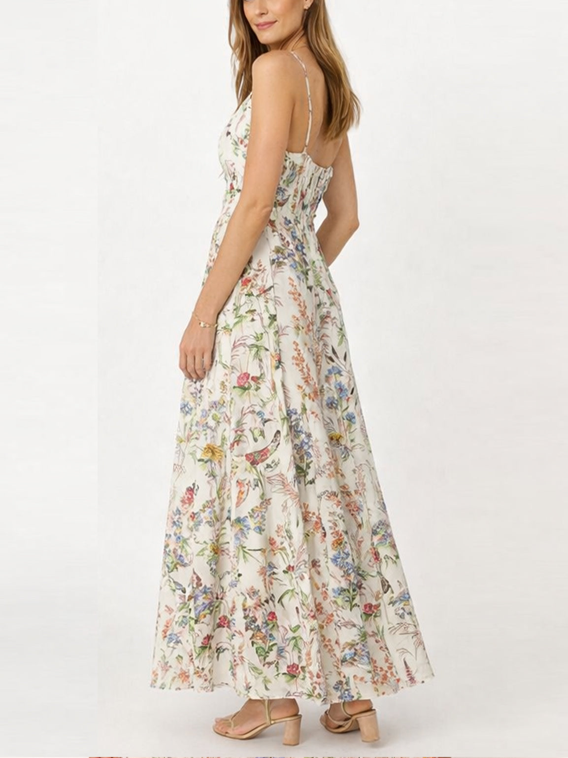 Women's Boho Floral Print Sleeveless Maxi Dress