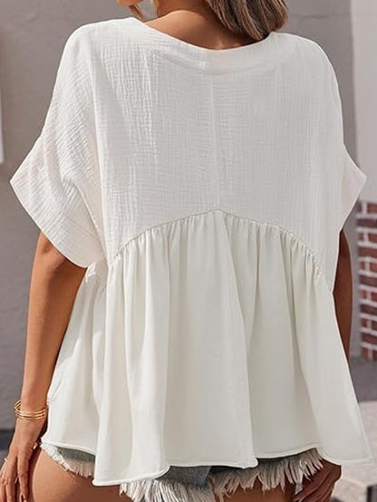 Women's Summer V Neck Babydoll Tops